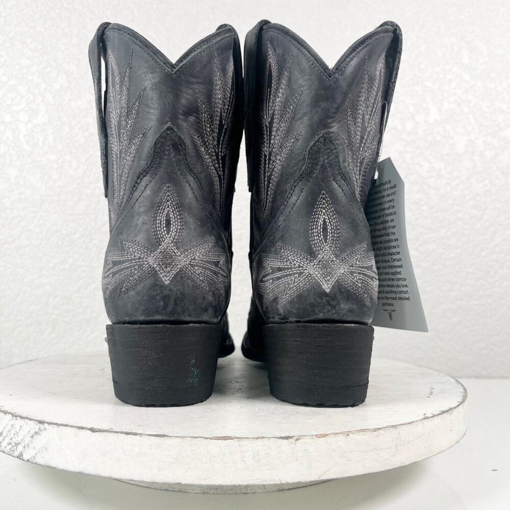 NEW Lane LEXINGTON Black Cowboy Boots Size 7.5 Short Leather Ankle Snip Toe Boot - Picture 3 of 10